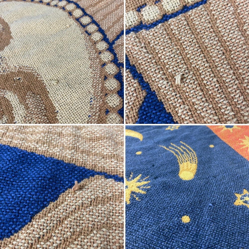 Celestial Blanket Sun Moon Stars Woven Throw FLAWS Hippie Boho Bohemian Witchy - Picture 9 of 16